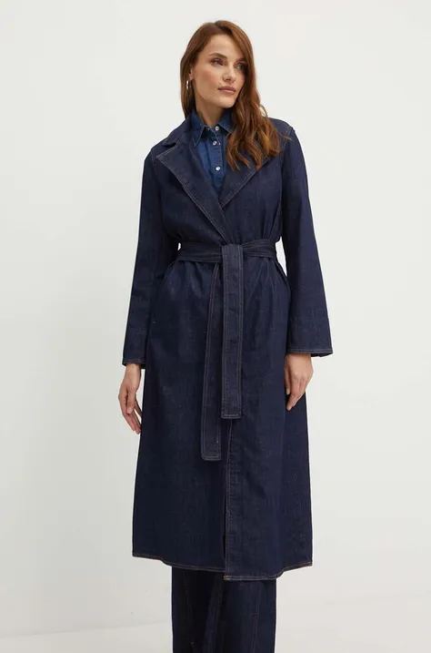 Džínový kabát MAX&Co. dámský, tmavomodrá barva, přechodný, bez zapínání, 2416011012200