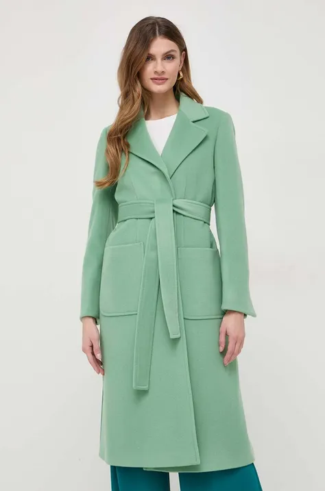 Вовняне пальто MAX&Co. колір зелений перехідний без застібки