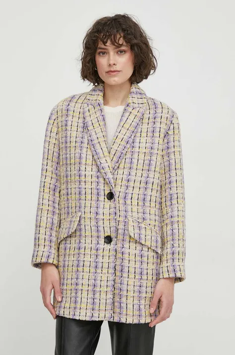 Kabát s prímesou vlny Sisley béžová farba, prechodný
