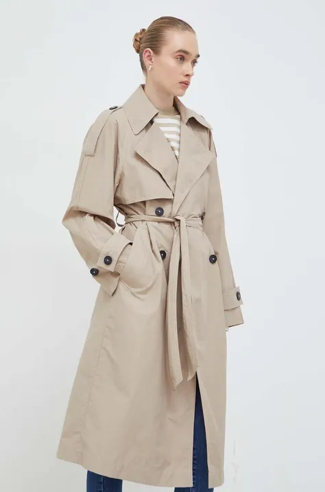 Trench kabát Marc O'Polo dámský, béžová barva, přechodný, dvouřadový