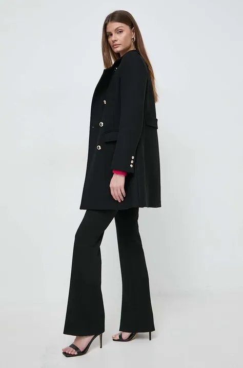 Шерстяное пальто Morgan цвет чёрный переходной двубортный