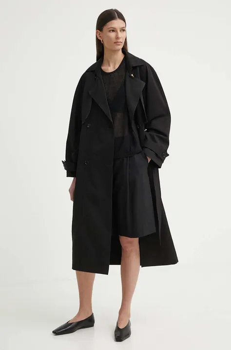 AERON pamut trencskabát PIPPA fekete, átmeneti, oversize, AW24RSCO114473