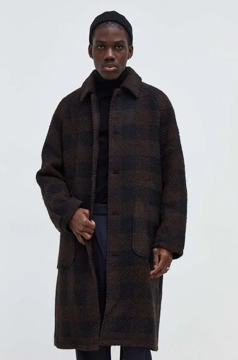 Вовняне пальто Les Deux колір коричневий перехідний