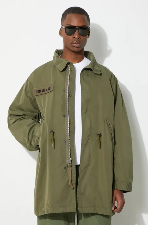 Kabát Human Made Fishtail Coat pánsky, zelená farba, prechodný, HM27JK002