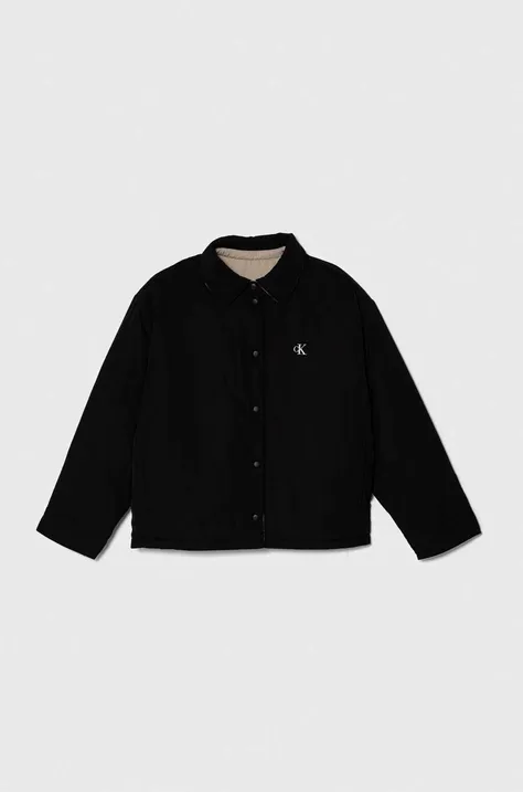 Otroška dvostranska jakna Calvin Klein Jeans črna barva
