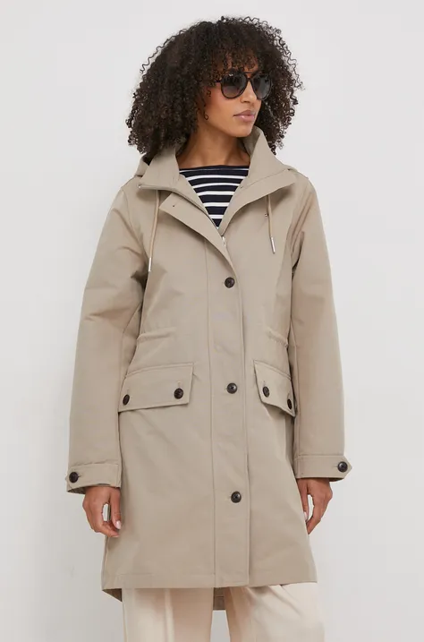 Kabát Tommy Hilfiger dámský, béžová barva, přechodný, WW0WW41164