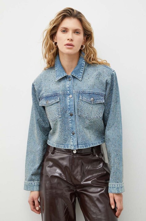 Gestuz geacă din denim femei, de tranziție, oversized