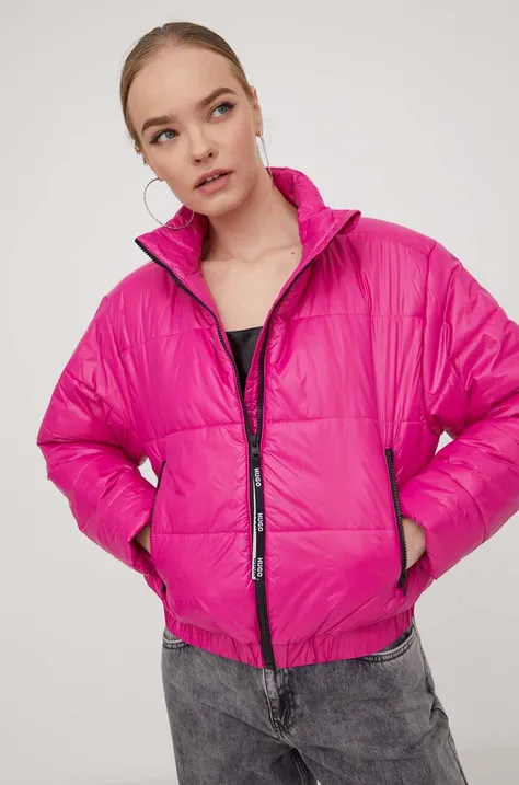 Jakna HUGO za žene, boja: ružičasta, za zimu, 50504213