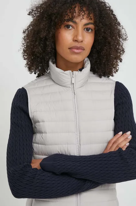Calvin Klein vestă de puf femei, culoarea gri, de tranziție K20K206325