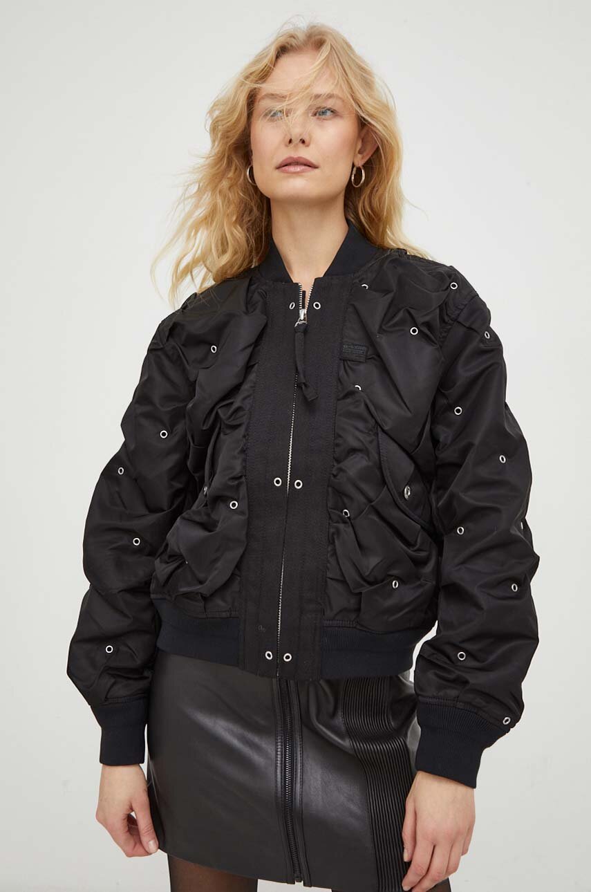 G-Star Raw geaca bomber femei, culoarea negru, de tranzitie