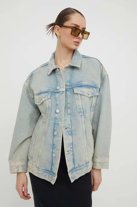 Tommy Jeans kurtka jeansowa damska kolor niebieski przejściowa oversize DW0DW16995
