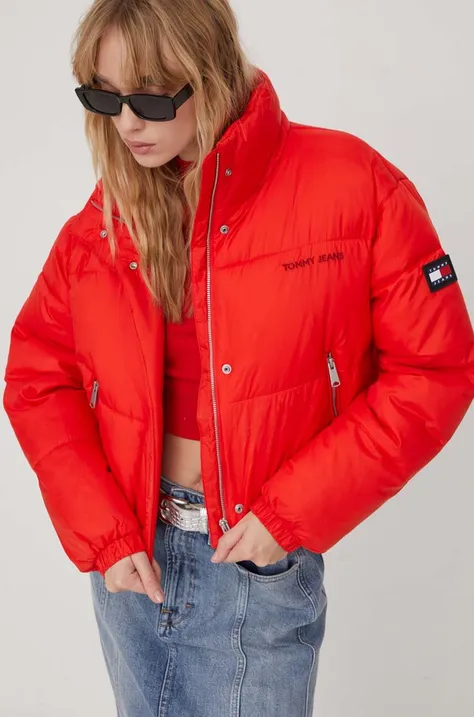 Tommy Jeans kurtka damska kolor czerwony zimowa oversize DW0DW17503