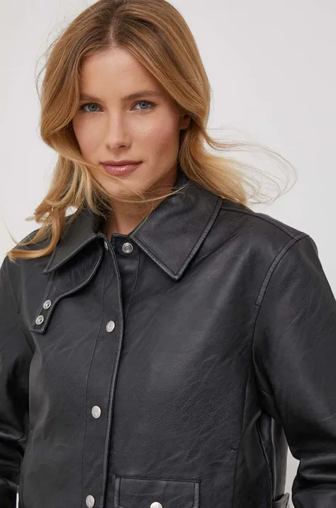 Bunda Calvin Klein Jeans dámska,čierna farba,prechodná,oversize,J20J222553