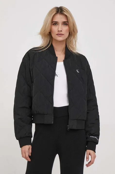 Calvin Klein Jeans kurtka bomber damski kolor czarny przejściowa