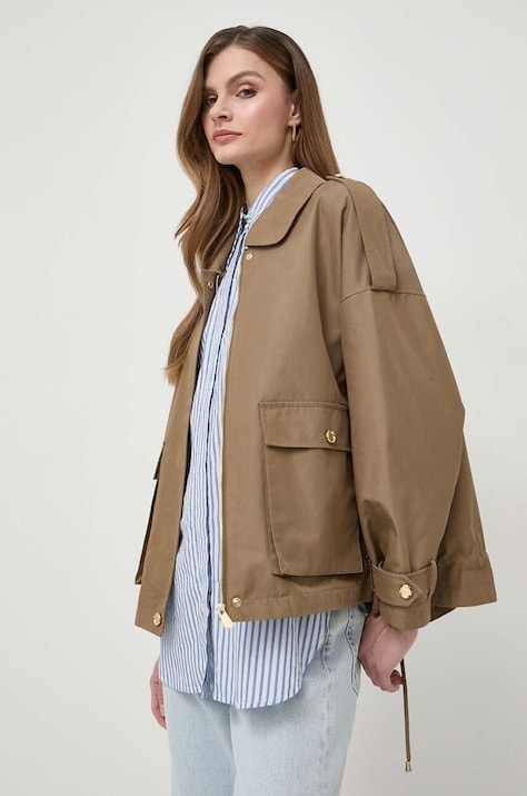 Pinko geaca femei, culoarea verde, de tranzitie, oversize