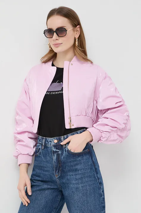 Pinko kurtka bomber damski kolor różowy przejściowa