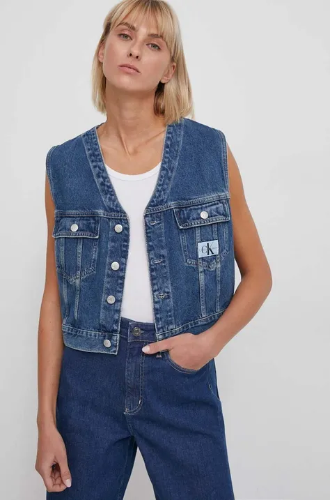 Rifľová vesta Calvin Klein Jeans dámsky,prechodný,J20J222471