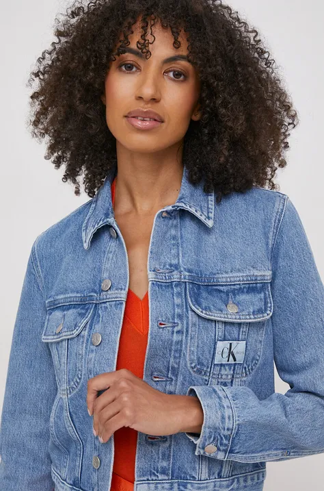Rifľová bunda Calvin Klein Jeans dámska, prechodná, J20J222473