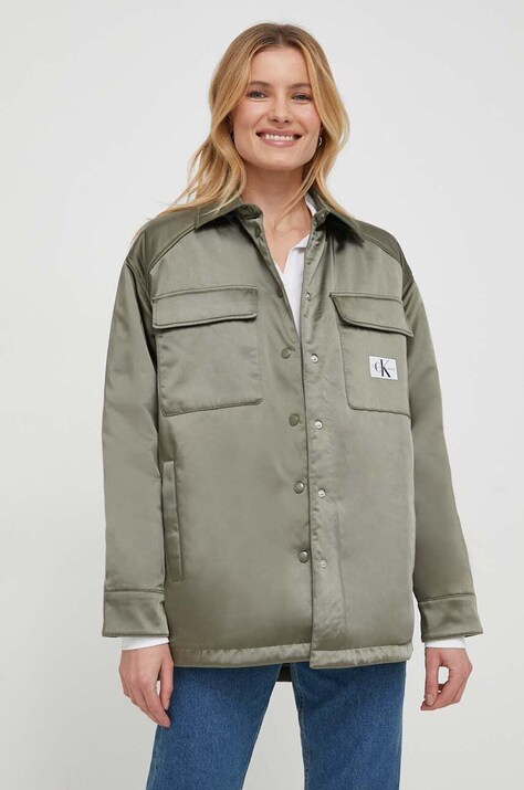 Двусторонняя куртка Calvin Klein Jeans женская цвет зелёный переходная oversize