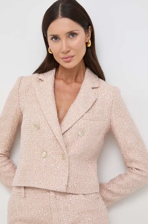 Пиджак с примесью шерсти Twinset цвет розовый двубортный