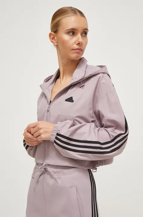 adidas kurtka damska kolor fioletowy przejściowa