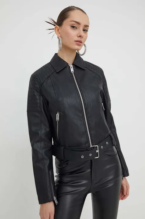Karl Lagerfeld Jeans geaca femei, culoarea negru, de tranzitie