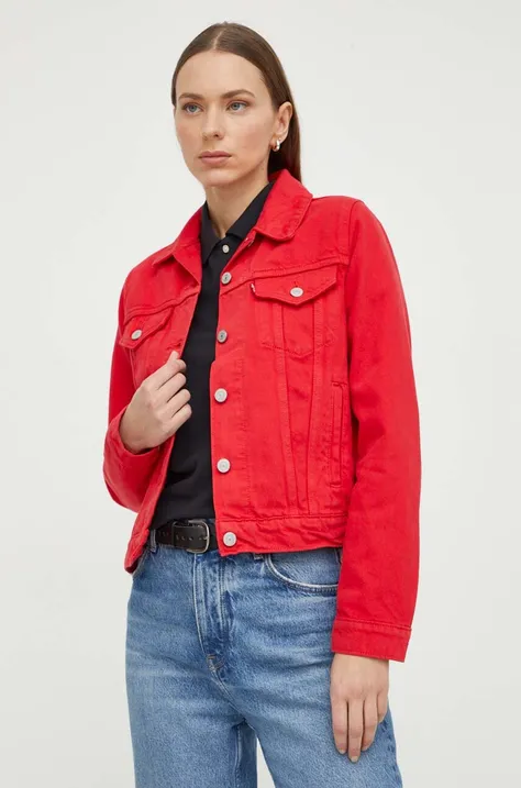 Traper jakna Levi's za žene, boja: crvena, za prijelazno razdoblje