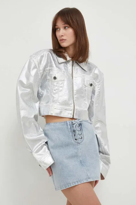 Jeans jakna Rotate ženska, srebrna barva