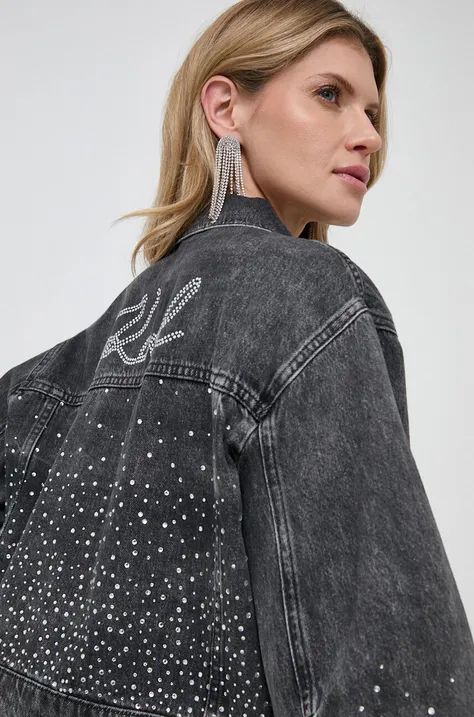 Джинсовая куртка Karl Lagerfeld женская цвет серый переходная