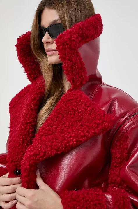 Bunda Karl Lagerfeld dámska, červená farba, prechodná, oversize