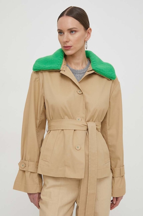 Βαμβακερό σακάκι Custommade χρώμα: μπεζ