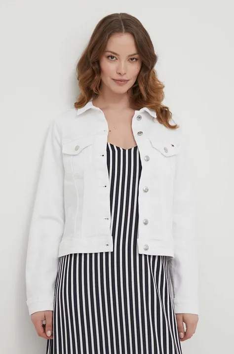 Джинсова куртка Tommy Hilfiger жіноча колір білий перехідна