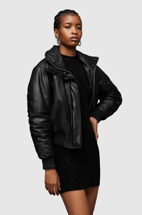 Шкіряна куртка AllSaints Sloane жіноча колір чорний перехідна