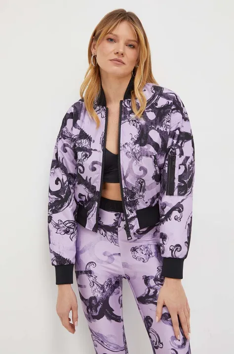 Двусторонняя куртка-бомбер Versace Jeans Couture женская цвет фиолетовый переходная oversize