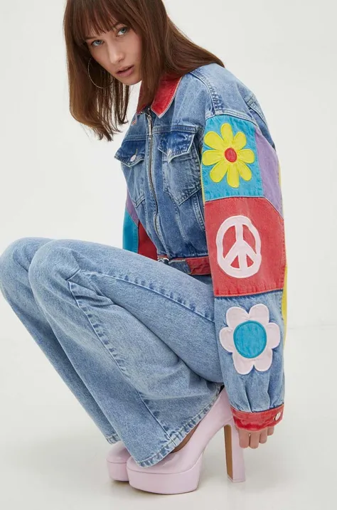 Traper jakna Moschino Jeans za žene, za prijelazno razdoblje, oversize
