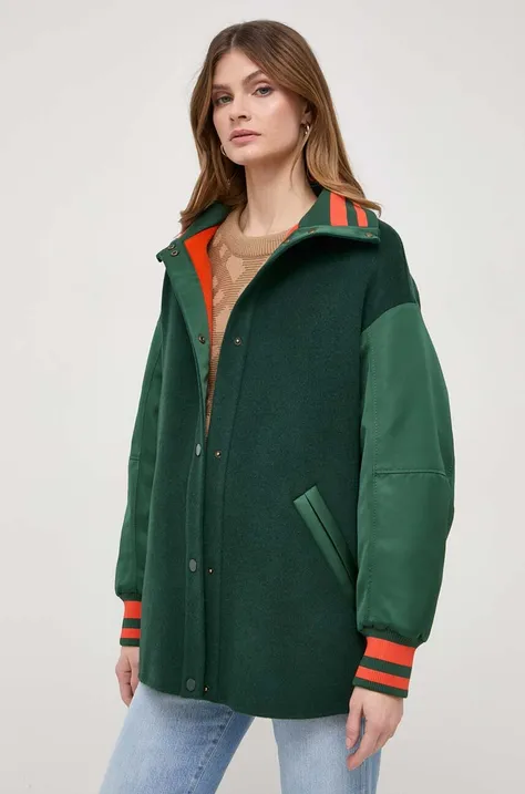 Шерстяная куртка-бомбер MAX&Co. цвет зелёный переходная oversize