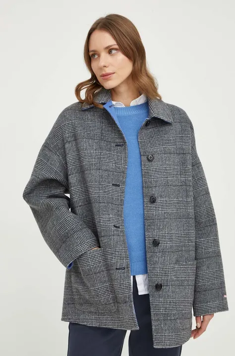 Obojstranný vlnený kabát MAX&Co. šedá farba, prechodný, oversize