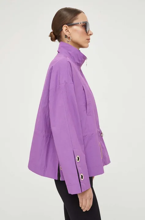 Bunda Liu Jo dámská, fialová barva, přechodná, oversize