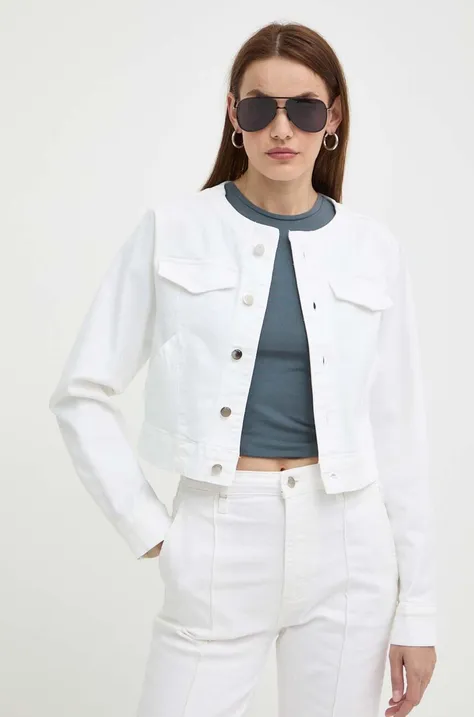 Джинсова куртка BOSS жіноча колір білий перехідна 50514580