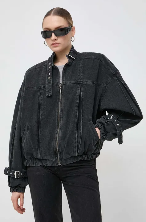 La Mania kurtka jeansowa damska kolor szary przejściowa