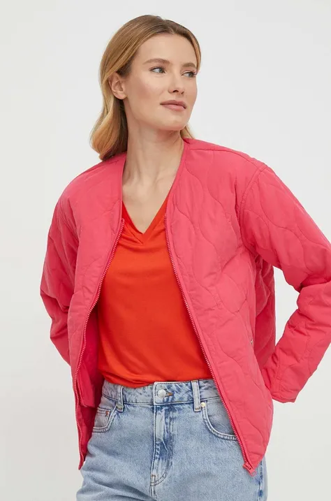 Jakna United Colors of Benetton za žene, boja: ružičasta, za prijelazno razdoblje