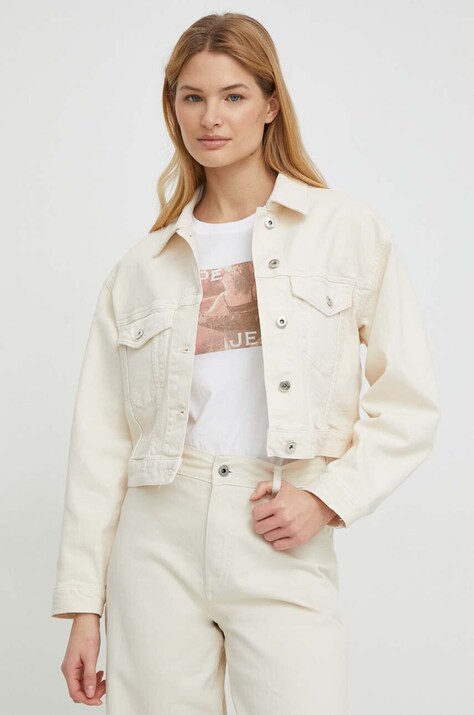 Джинсовая куртка United Colors of Benetton женская цвет бежевый переходная oversize
