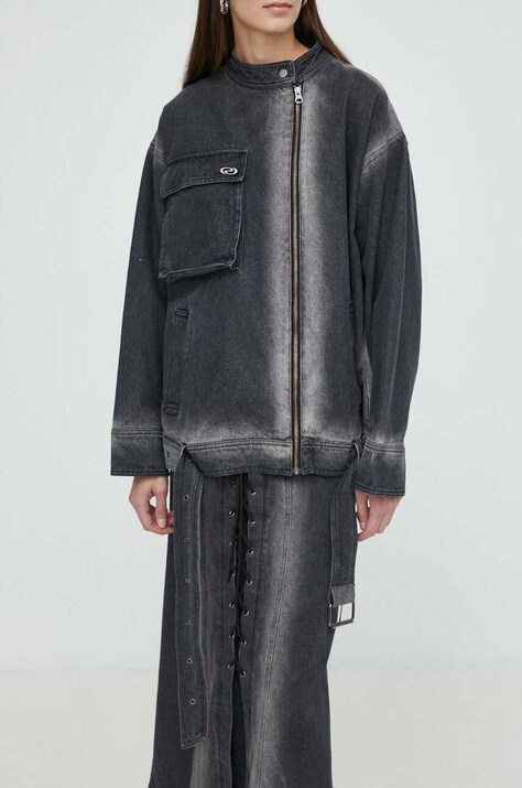 Résumé geacă din denim AdrianRS Jacket femei, culoarea negru, de tranziție, 20911136