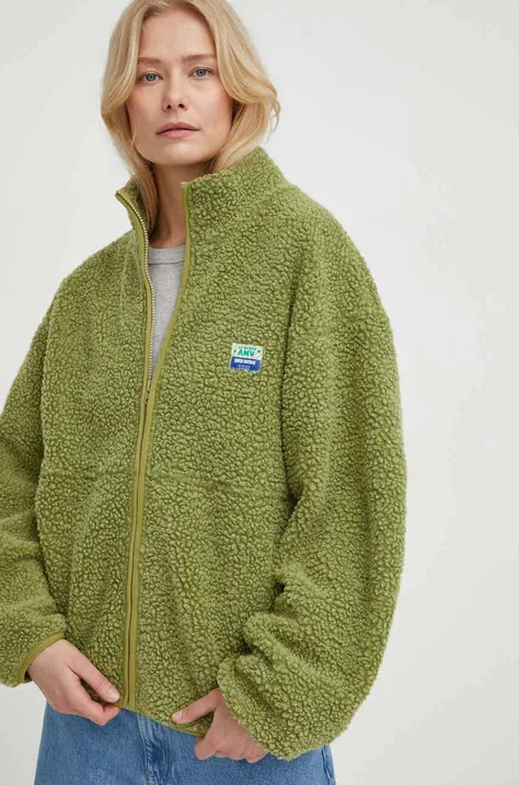 Flis pulover American Vintage zelena barva