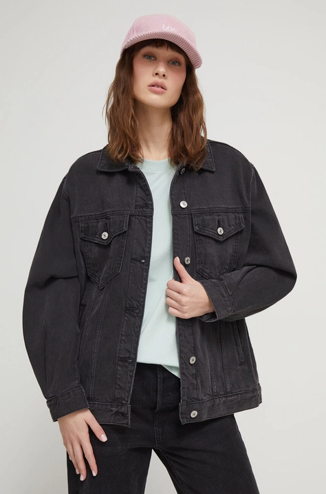 Abercrombie & Fitch farmerdzseki női, fekete, átmeneti, oversize