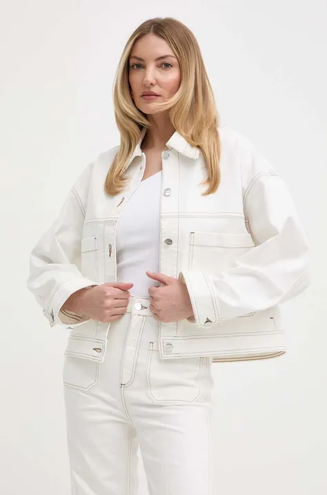 Джинсова куртка Ivy Oak жіноча колір білий перехідна oversize IO119094
