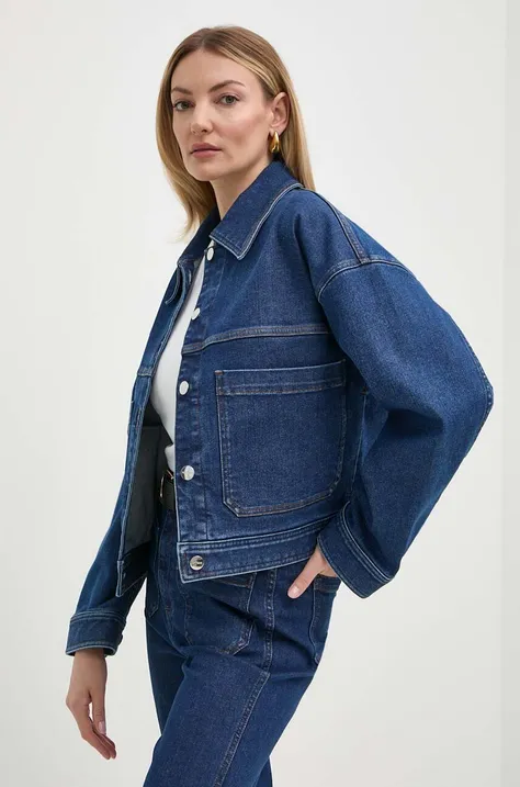 Джинсова куртка Ivy Oak жіноча колір синій перехідна oversize IO119094