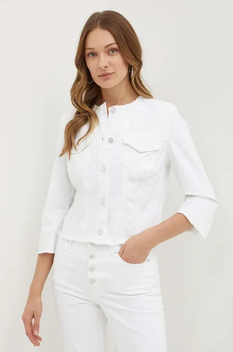 Guess kurtka jeansowa TERESA damska kolor biały przejściowa W4GN41 D4MW4
