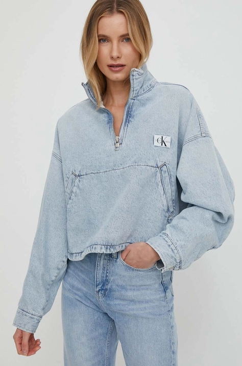 Rifľová bunda Calvin Klein Jeans dámska,prechodná,oversize,J20J223298