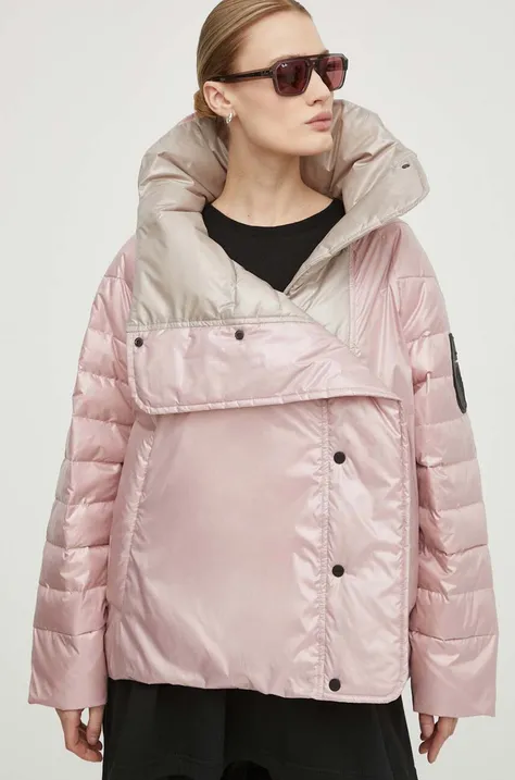 Páperová obojstranná bunda MMC STUDIO dámska, ružová farba, zimná